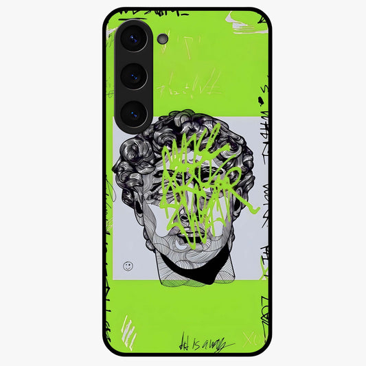 Neo Graffiti Rebellion Glass Case showing flat back view with vibrant graffiti artwork and glossy glass finish.