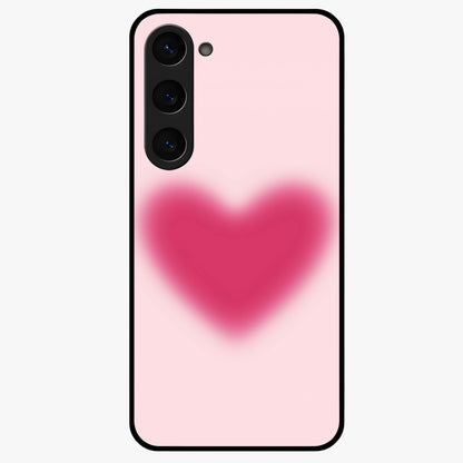 Pink Aura Heart Glass Case showing flat back view with glowing heart artwork and glossy glass finish.