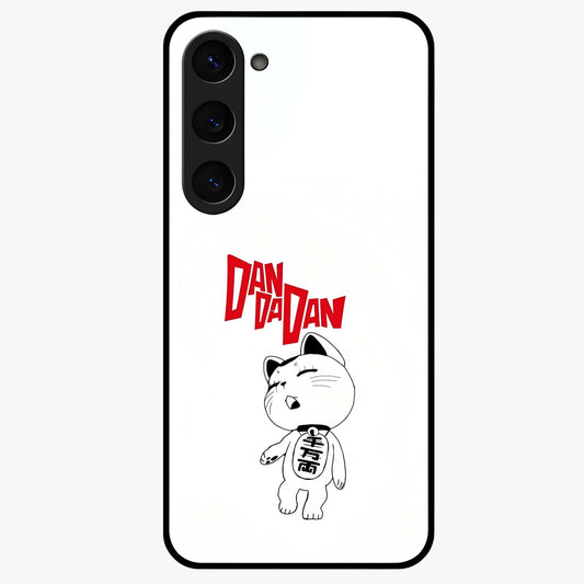 Playful Spirit Charm Glass Case showing flat back view with cheerful charm themed artwork and glossy glass finish.