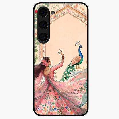 Royal Grace Muse Glass Case showing flat back view with elegant artistic artwork and glossy glass finish.