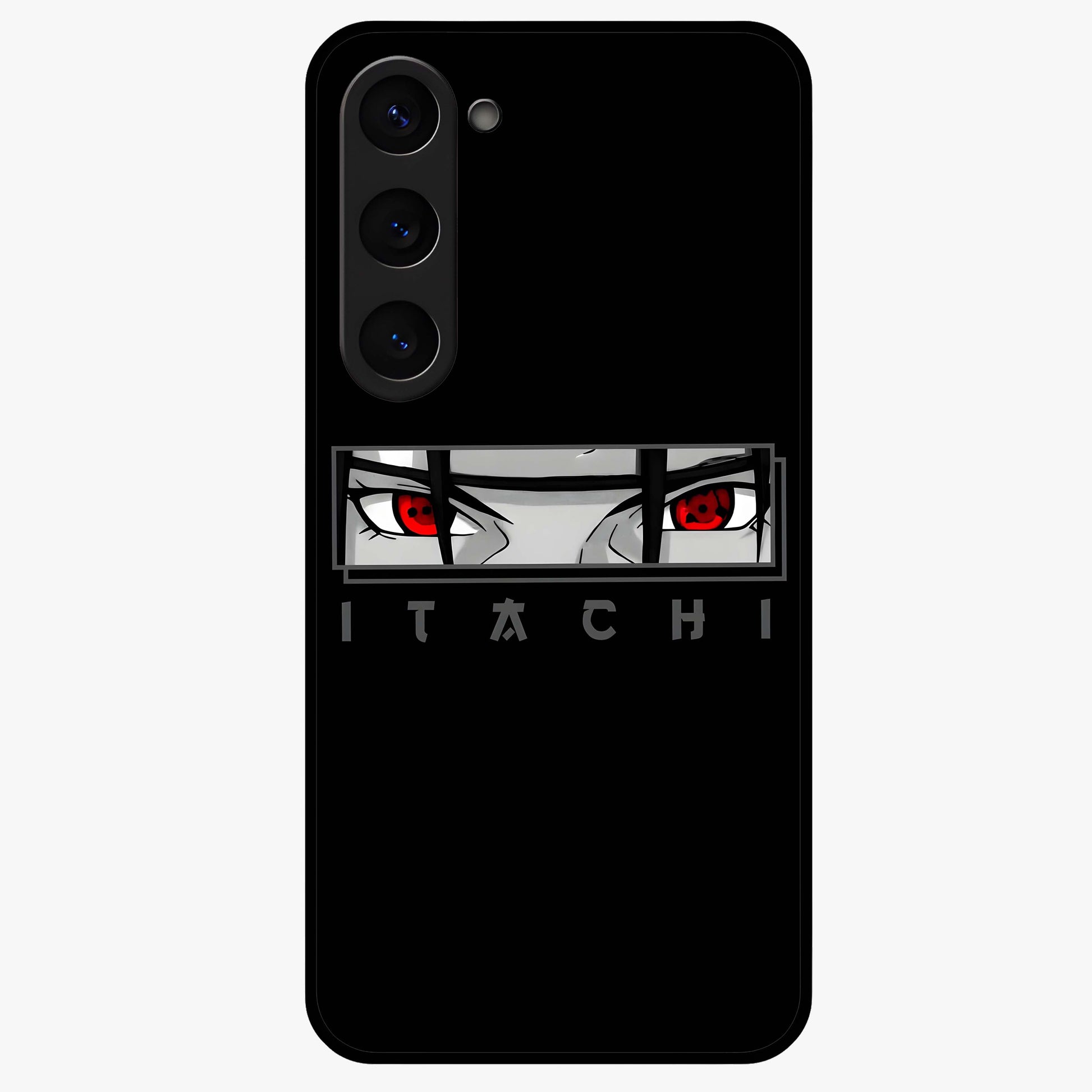 Scarlet Gaze Dominance Glass Case showing flat back view with striking red themed artwork and glossy glass finish.