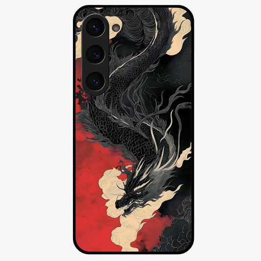 Shadow Dragon Fury Glass Case showing flat back view with fierce dragon artwork and glossy glass finish.