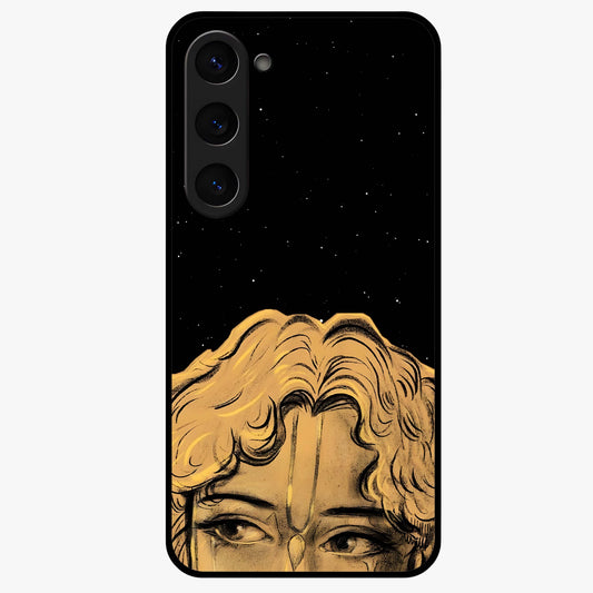 Shri Krishna Art Glass Case showing flat back view with devotional Krishna artwork and glossy glass finish.