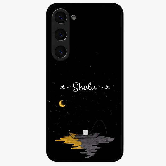 Silent Night Row Glass Case showing flat back view with calm night themed artwork and glossy glass finish.