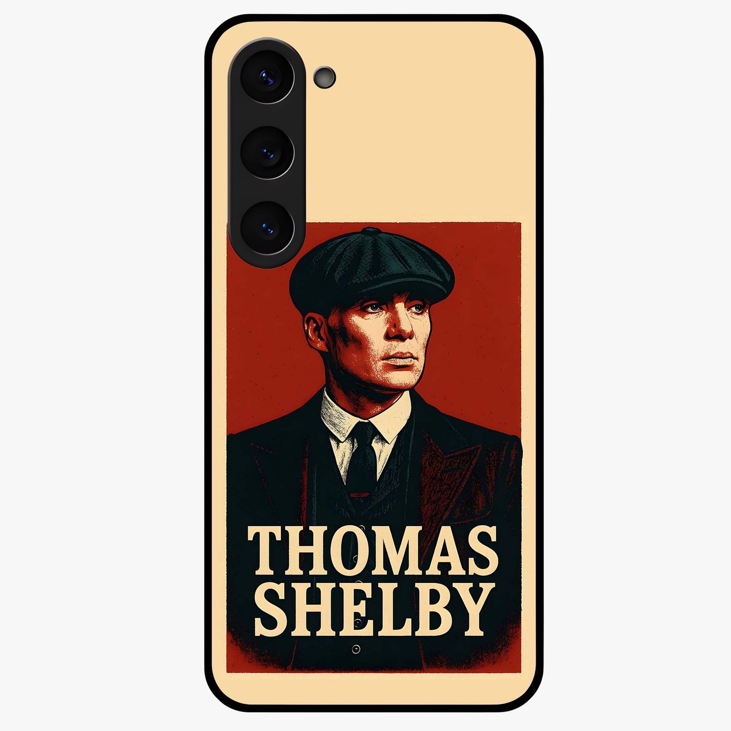 Vintage Mafia Authority Glass Case showing flat back view with bold vintage mafia inspired artwork and glossy glass finish.