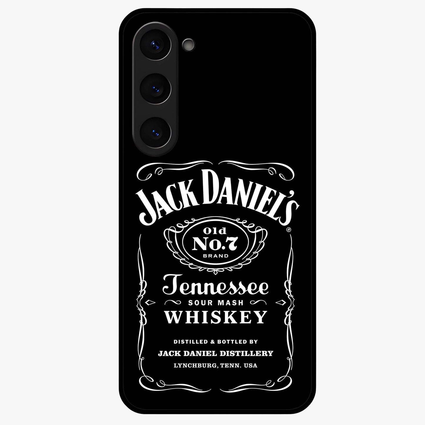 Vintage Whiskey Heritage Glass Case showing flat back view with classic whiskey inspired artwork and glossy glass finish.