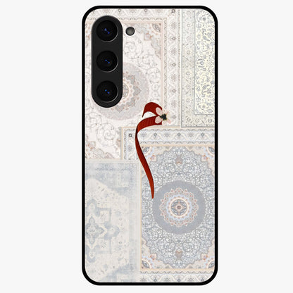 White Aesthetic Bow Glass Case showing flat back view with minimal bow artwork and glossy glass finish.