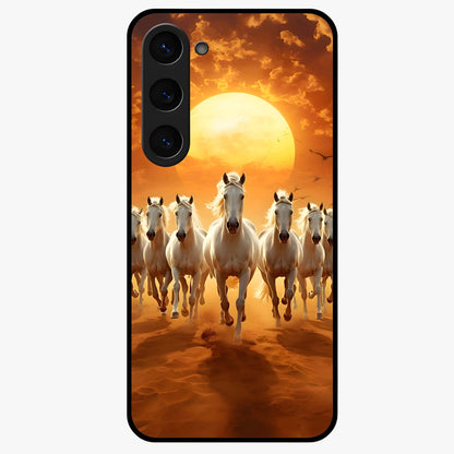 Wild Sunset Majesty Glass Case showing flat back view with majestic sunset landscape artwork and glossy glass finish.