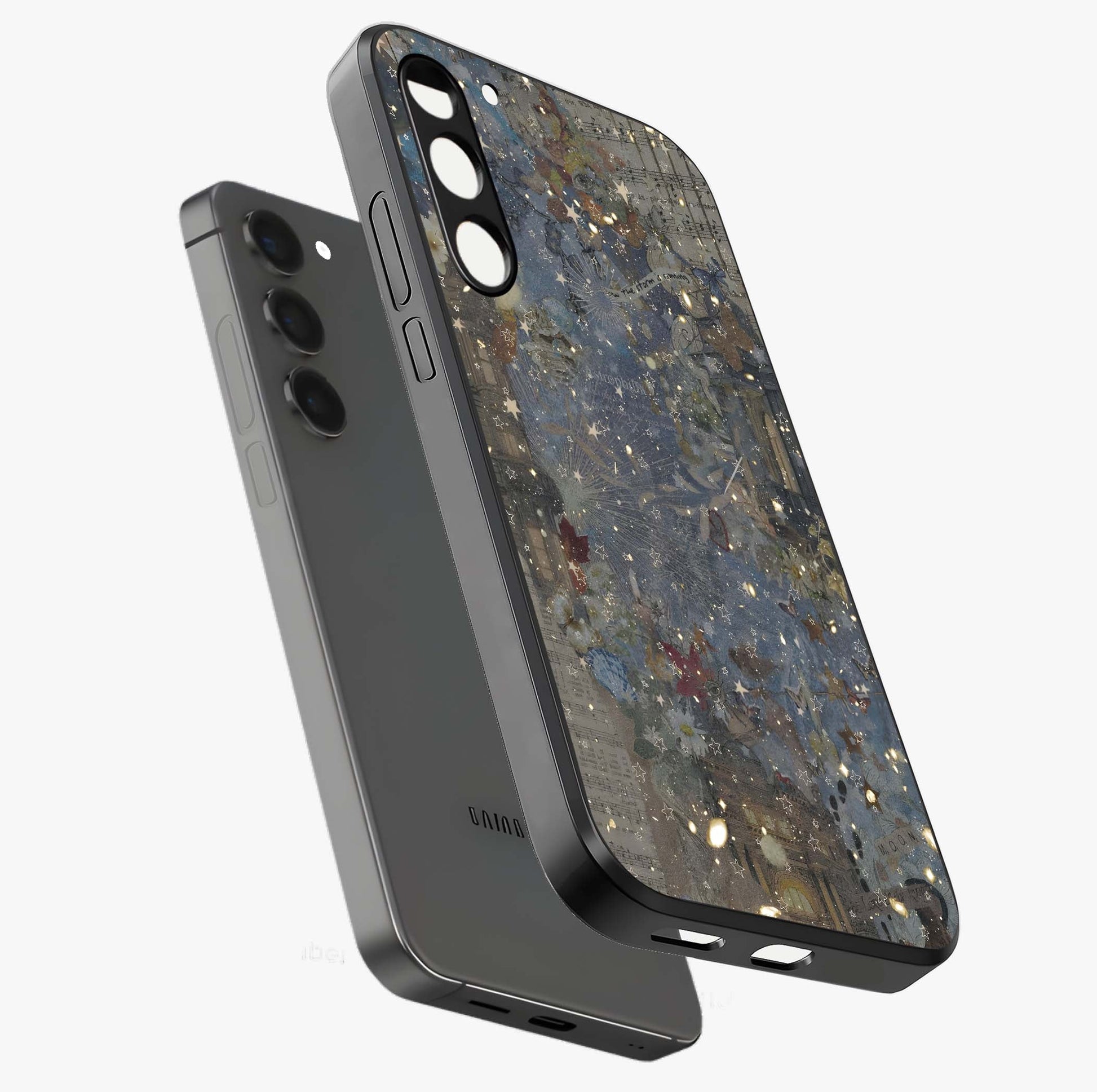 Aesthetic Astrolophia Glass Case displayed in angled mockup highlighting artistic aesthetic elements and smooth glass surface.