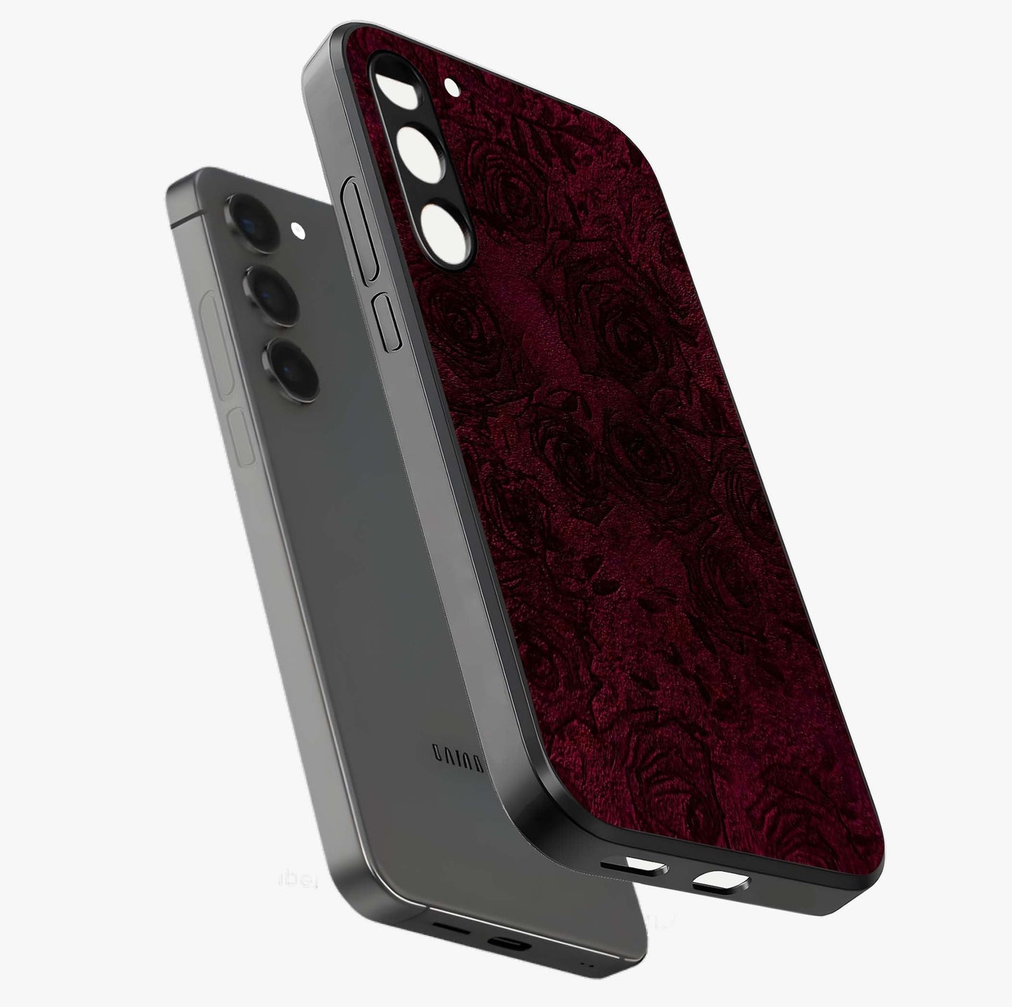 Crimson Fade Flow Glass Case displayed in angled mockup highlighting smooth gradient design with modern aesthetic style.
