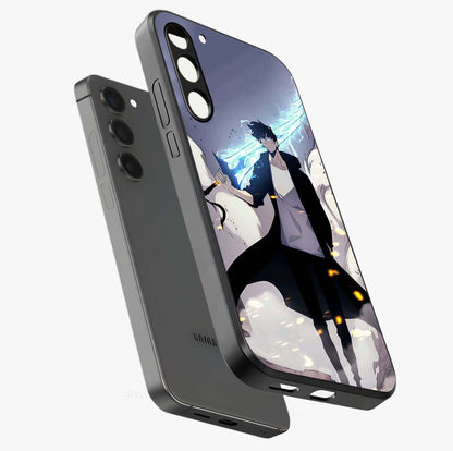 Dark Lightning Anime Warrior Glass Case displayed in angled mockup highlighting powerful lightning themed anime illustration.