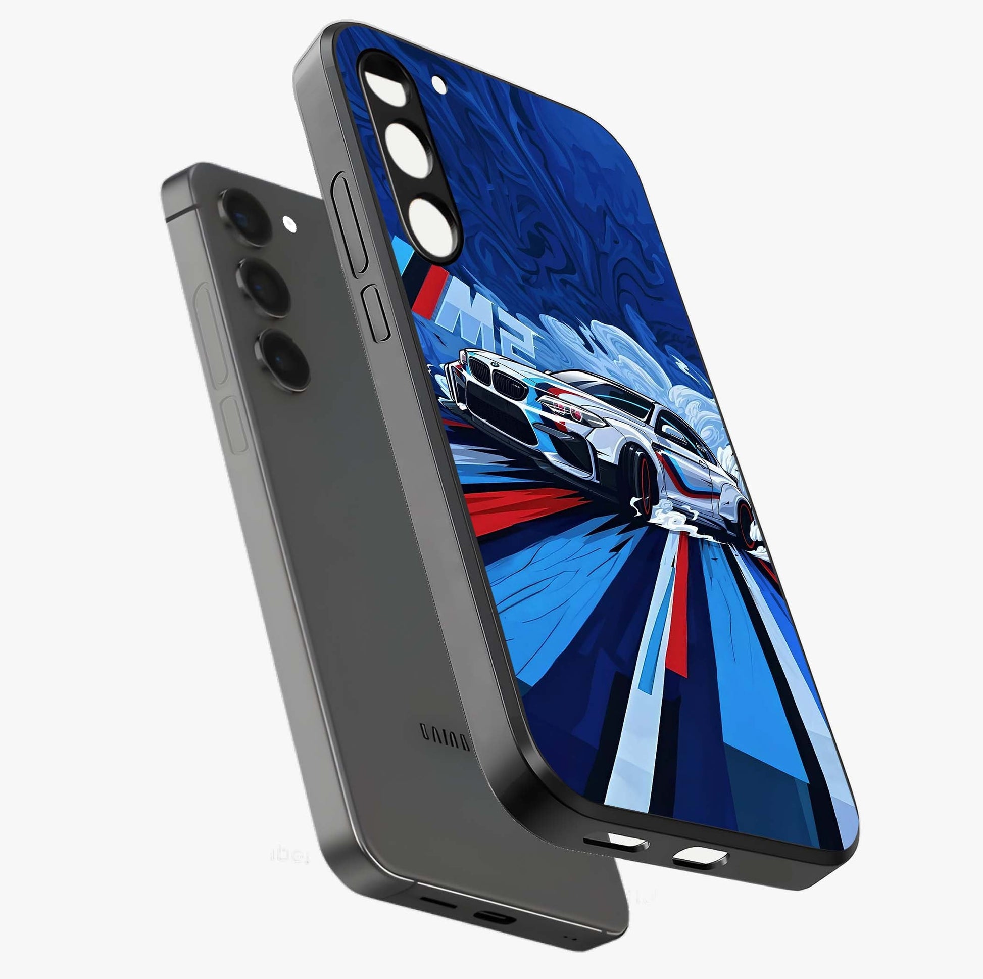 Drift Power Rush Glass Case displayed in angled mockup highlighting powerful drift car design with sporty aesthetic style.