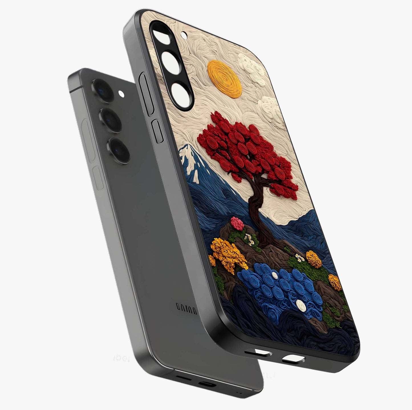 Eternal Nature Tapestry Glass Case displayed in angled mockup highlighting detailed botanical pattern with artistic aesthetic.