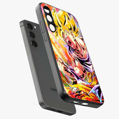 Firing Goku Glass Case displayed in angled mockup highlighting dynamic anime character design with action aesthetic.