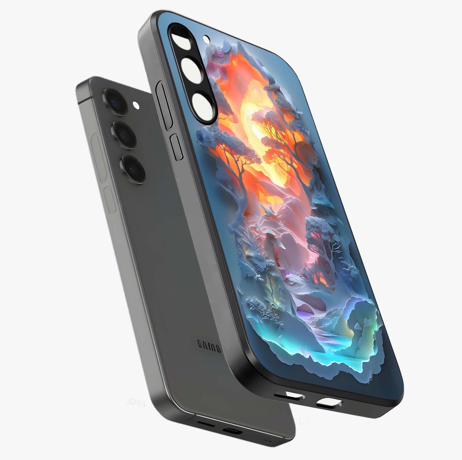 Glow Forest Portal Glass Case displayed in angled mockup highlighting mystical forest design with magical glowing aesthetic.