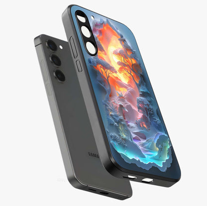 Glow Forest Portal Glass Case displayed in angled mockup highlighting mystical forest design with magical glowing aesthetic.