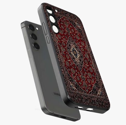 Heritage Carpet Royale Glass Case displayed in angled mockup highlighting intricate royal carpet design with heritage aesthetic.