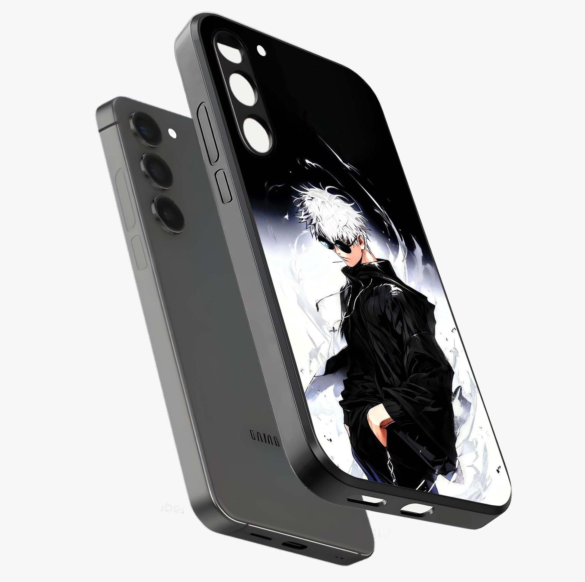 Limitless Shadow King Glass Case displayed in angled mockup highlighting dramatic dark hero design with intense aesthetic.
