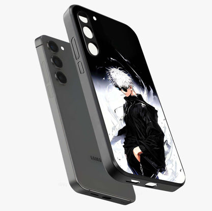 Limitless Shadow King Glass Case displayed in angled mockup highlighting dramatic dark hero design with intense aesthetic.