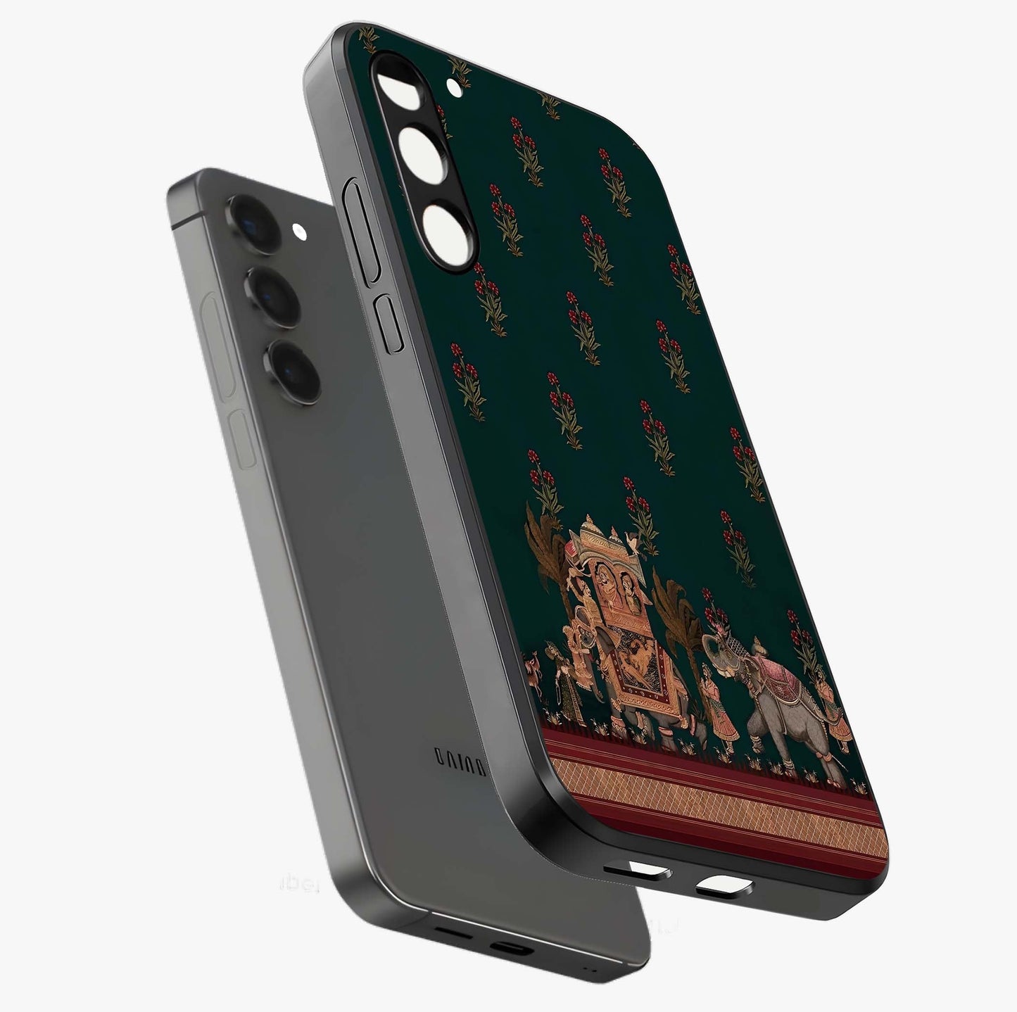 Macmerise Glass Case displayed in angled mockup highlighting trendy graphic design with sleek aesthetic style.