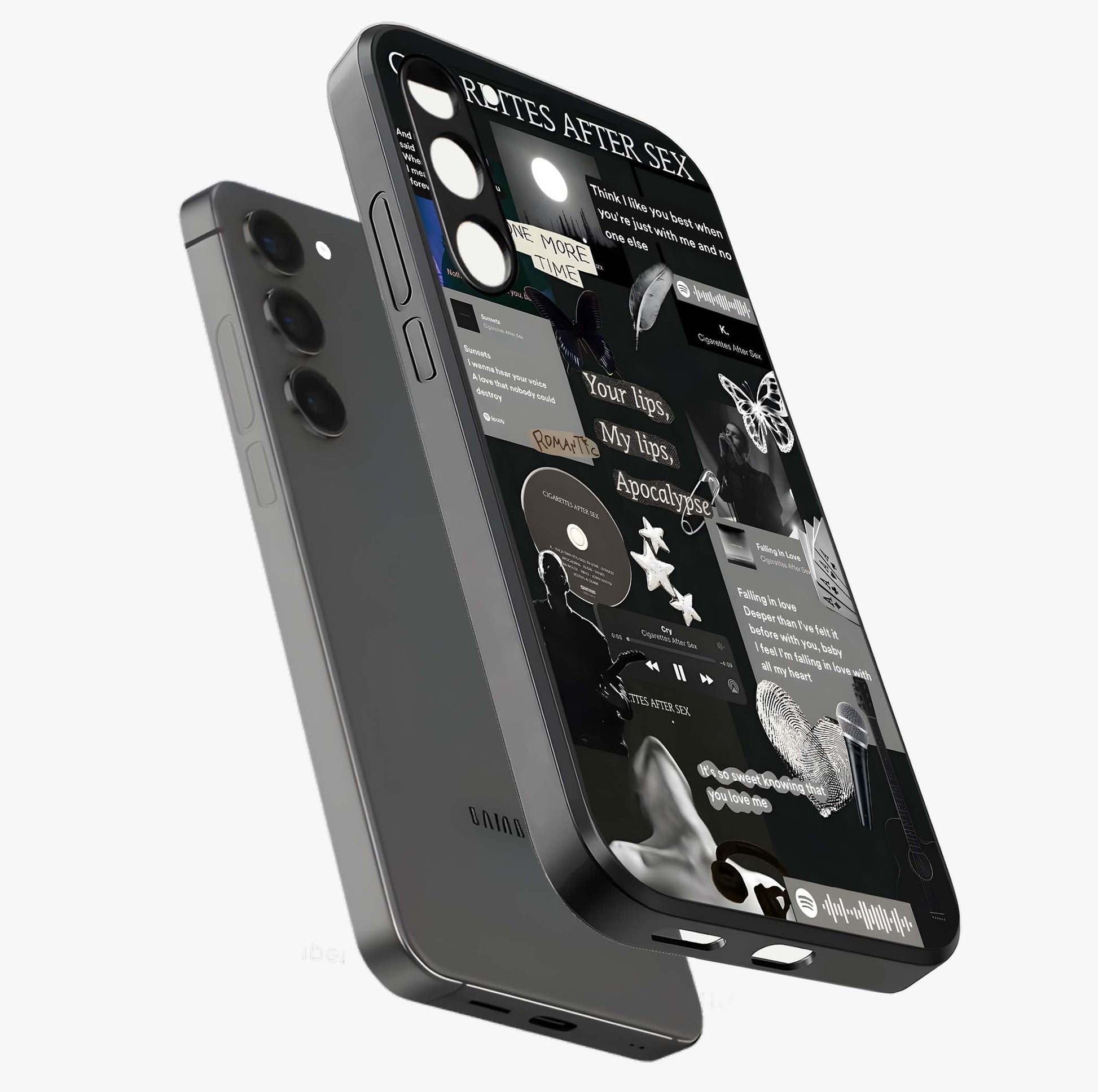 Midnight Love Echo Glass Case displayed in angled mockup highlighting elegant love inspired design with deep aesthetic style.
