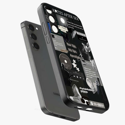 Midnight Love Echo Glass Case displayed in angled mockup highlighting elegant love inspired design with deep aesthetic style.