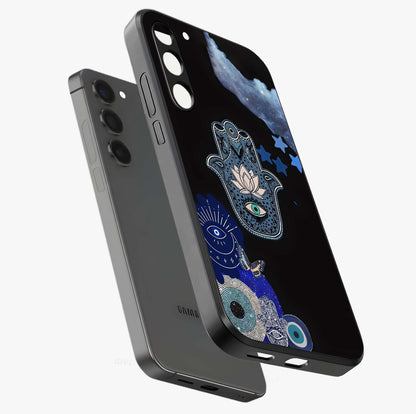 Mystic Hand Aura Glass Case displayed in angled mockup highlighting magical aura design with spiritual aesthetic style.
