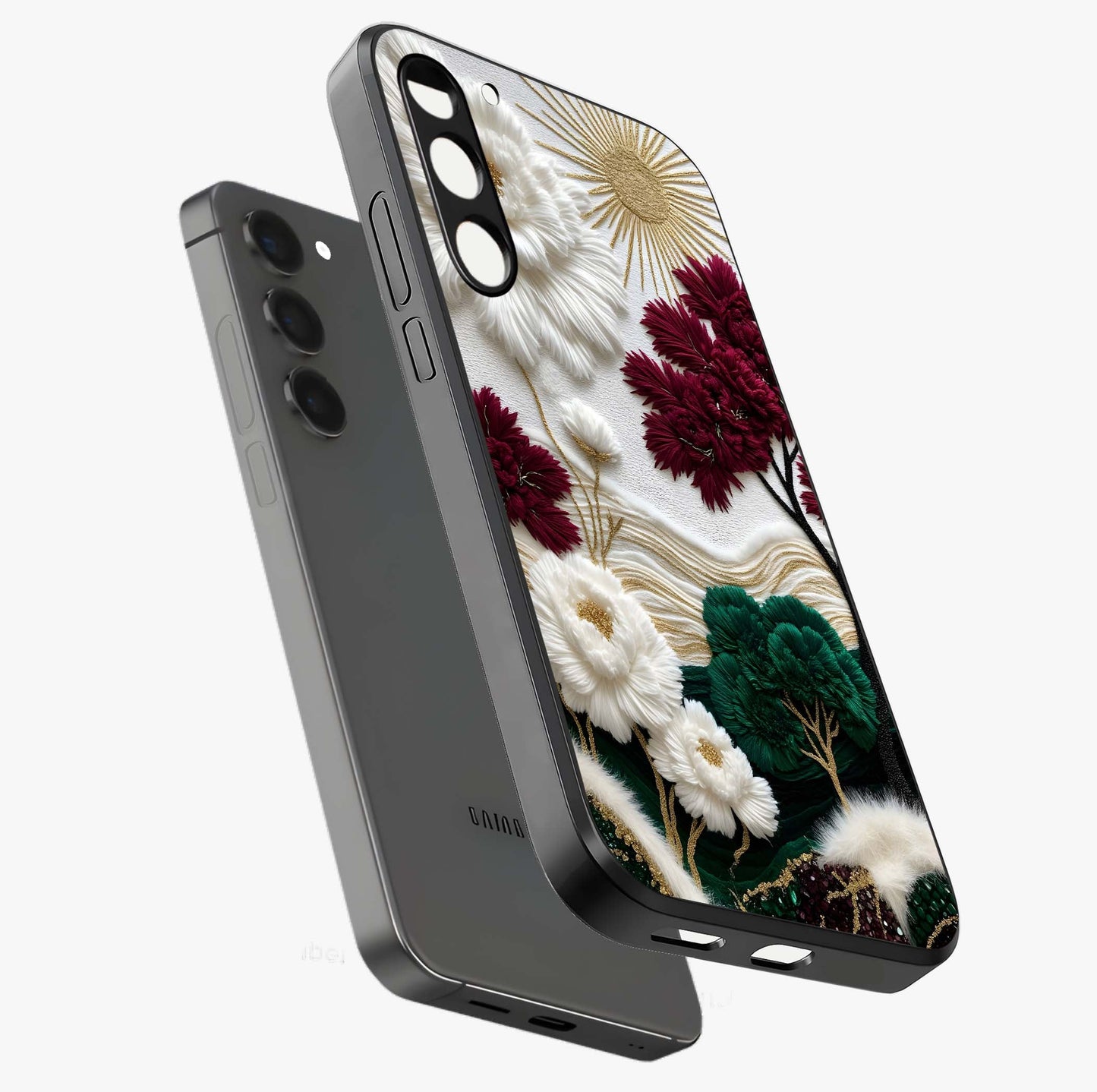 Radiant Bloom Elegance Glass Case displayed in angled mockup highlighting graceful floral design with radiant aesthetic style.