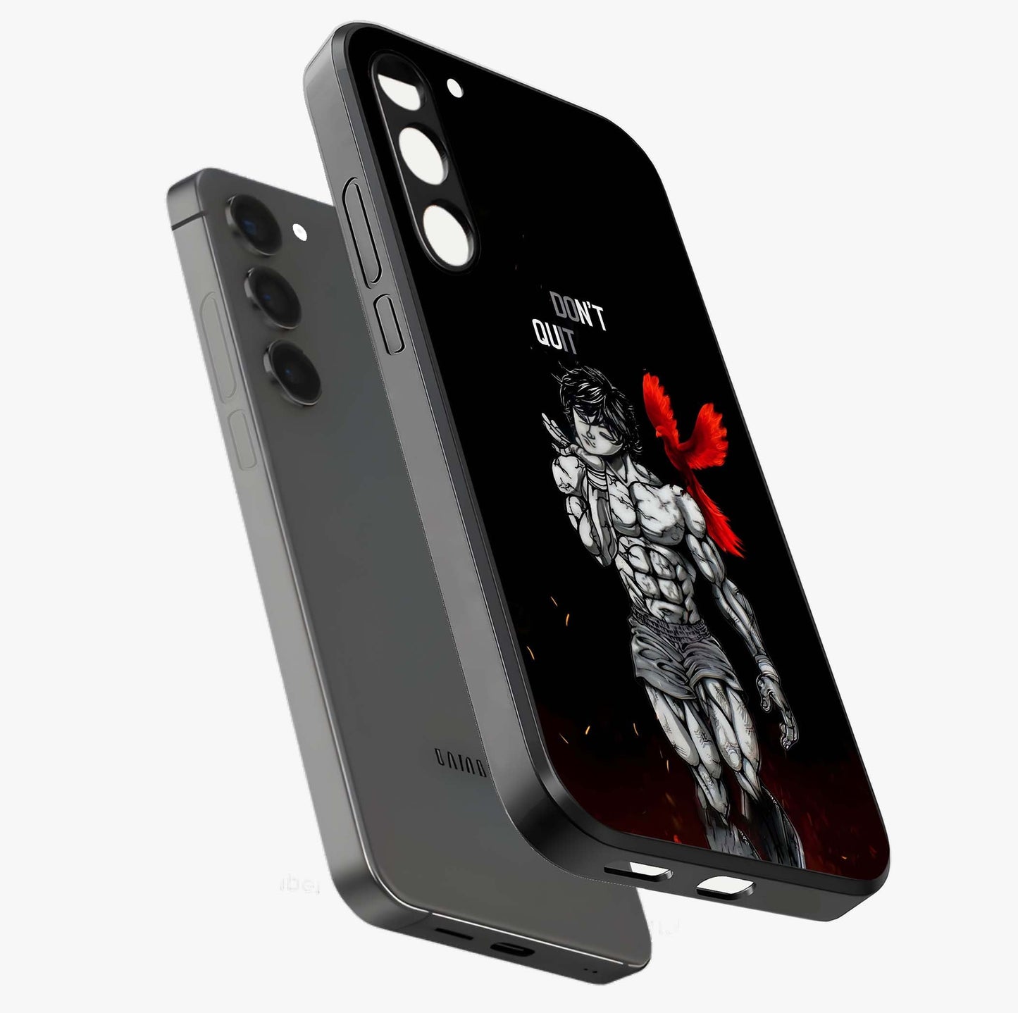 Rise Beyond Limits Glass Case displayed in angled mockup highlighting inspiring message design with modern aesthetic style.