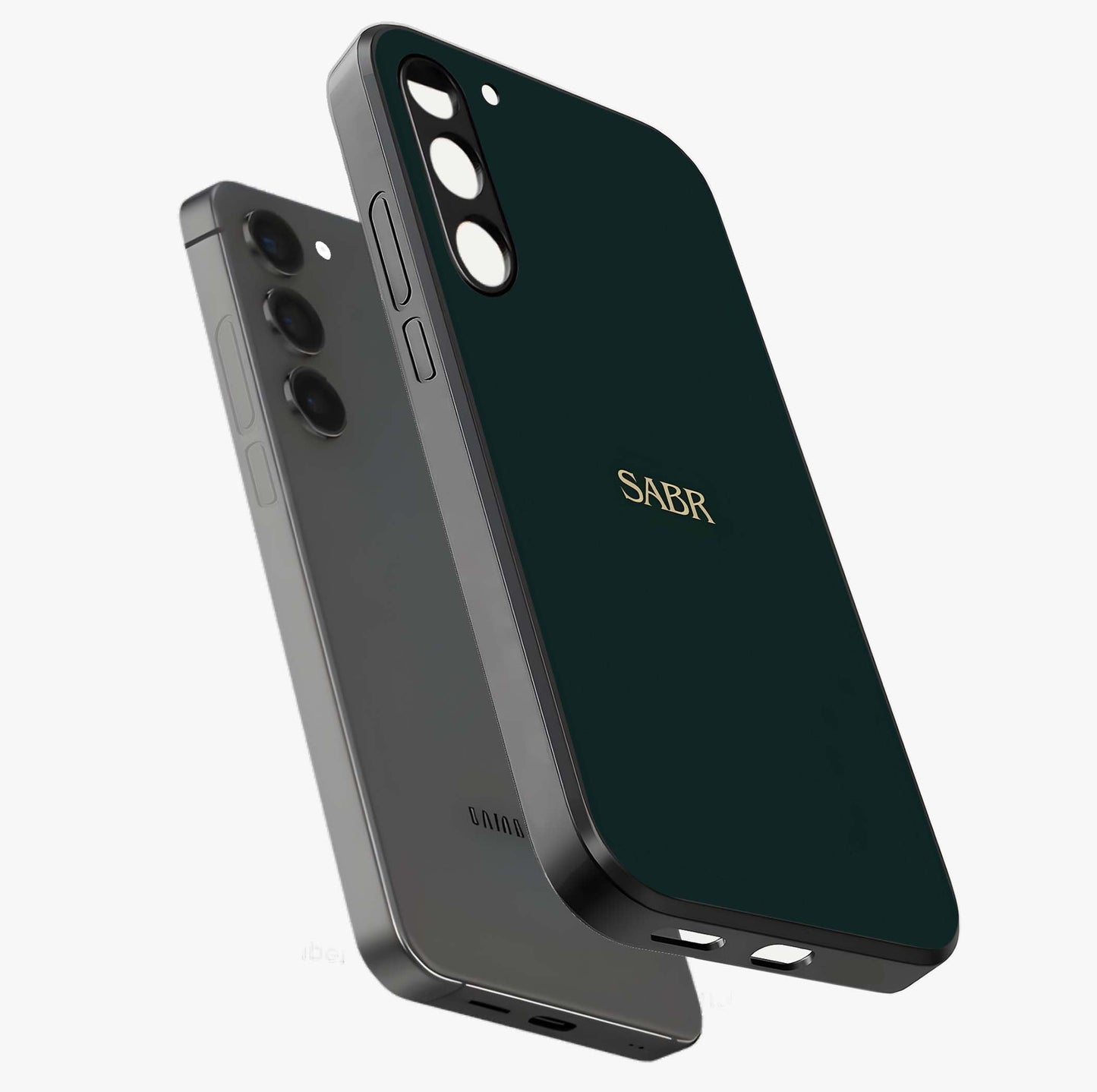 Sabr Minimal Patience Glass Case displayed in angled mockup highlighting simple inspirational design with clean aesthetic style.