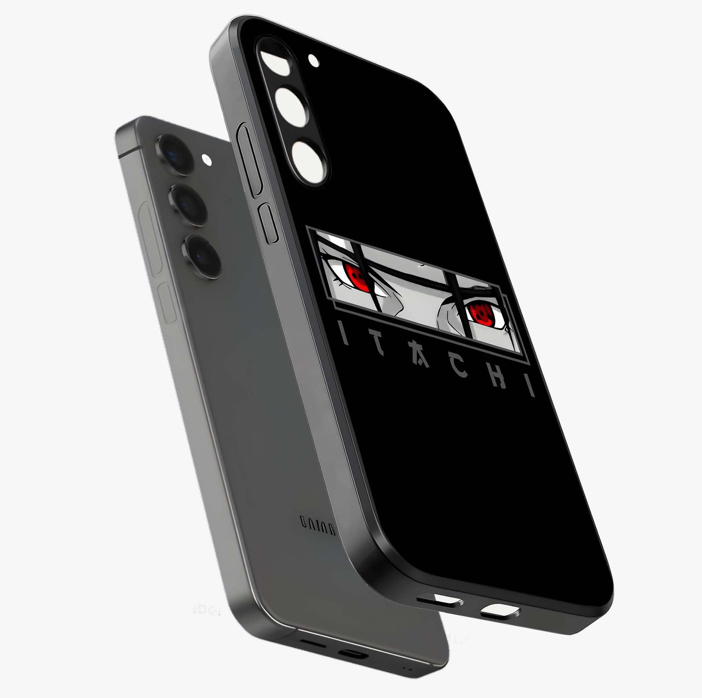 Scarlet Gaze Dominance Glass Case displayed in angled mockup highlighting intense visual design with bold scarlet aesthetic.