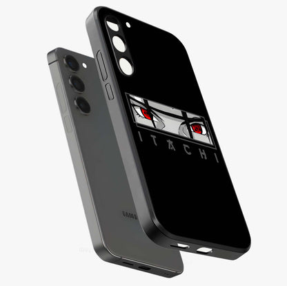Scarlet Gaze Dominance Glass Case displayed in angled mockup highlighting intense visual design with bold scarlet aesthetic.