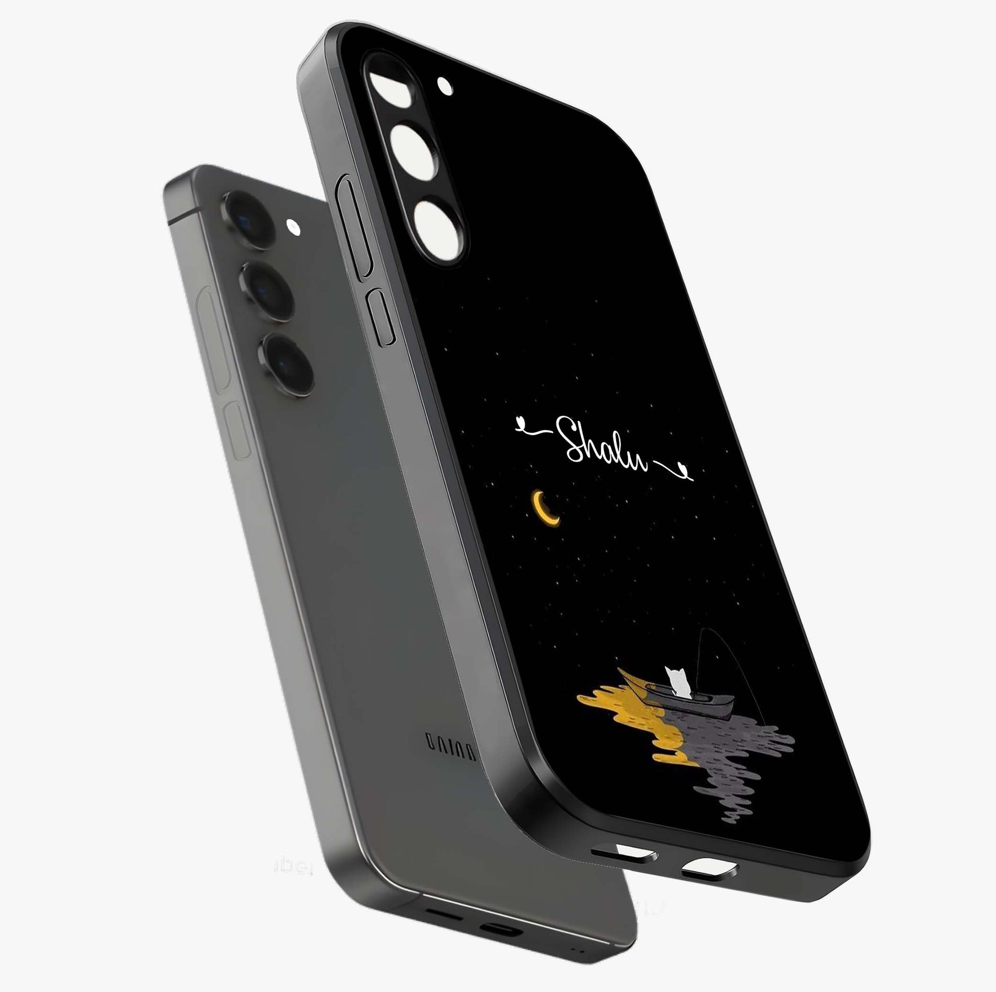 Silent Night Row Glass Case displayed in angled mockup highlighting peaceful evening design with dreamy night aesthetic.