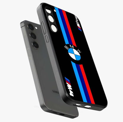 Turbo BMW Beast Glass Case displayed in angled mockup highlighting sleek racing car design with bold automotive aesthetic.