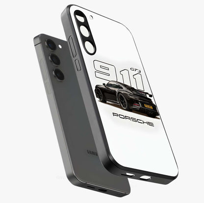 Turbo Legacy Icon Glass Case displayed in angled mockup highlighting dynamic automotive design with performance aesthetic.