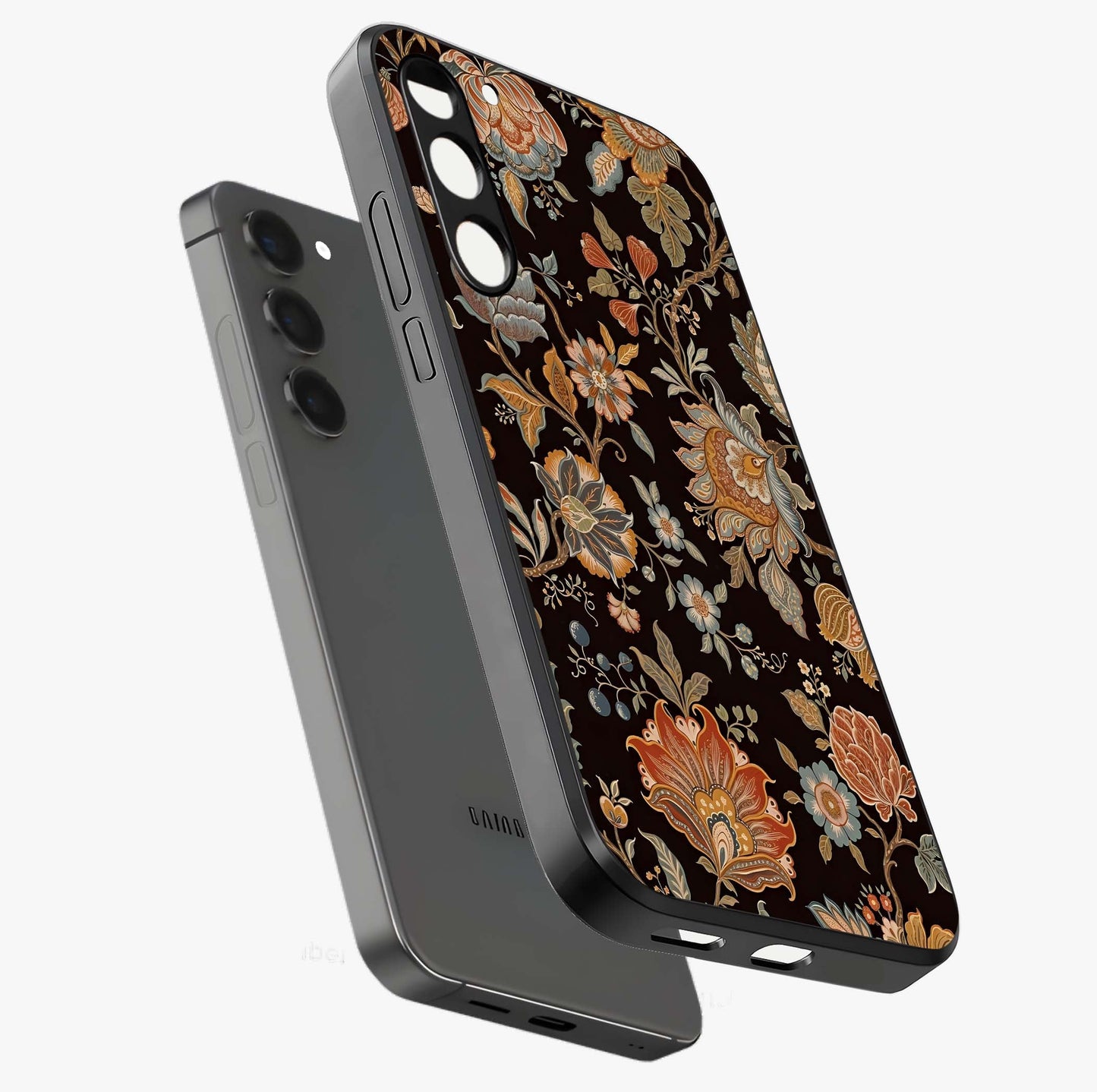 Vintage Floral Dream Glass Case displayed in angled mockup highlighting elegant vintage flower design with soft aesthetic style.
