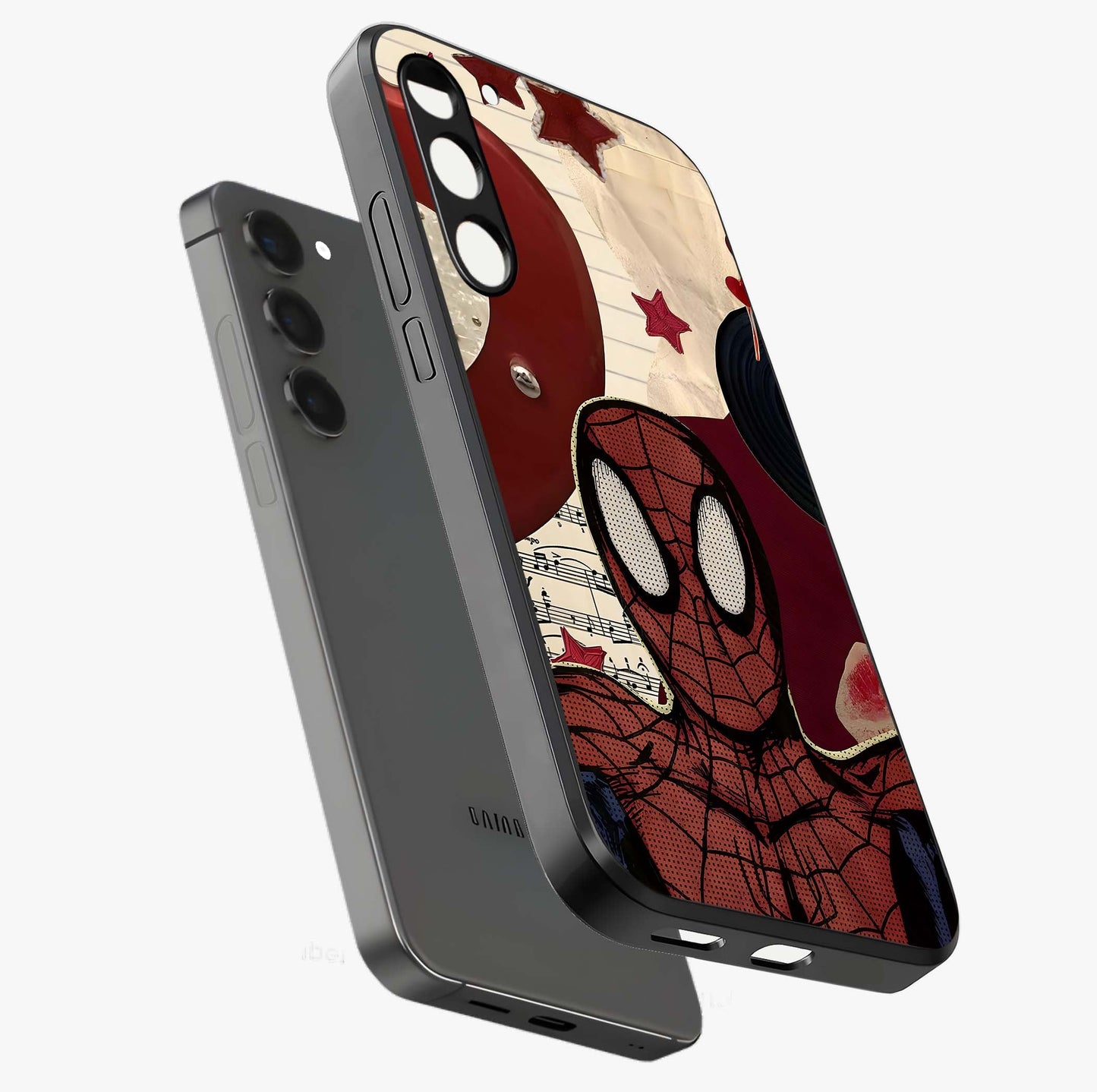 Web Warrior Vibes Glass Case displayed in angled mockup highlighting dynamic web design with comic style aesthetic.