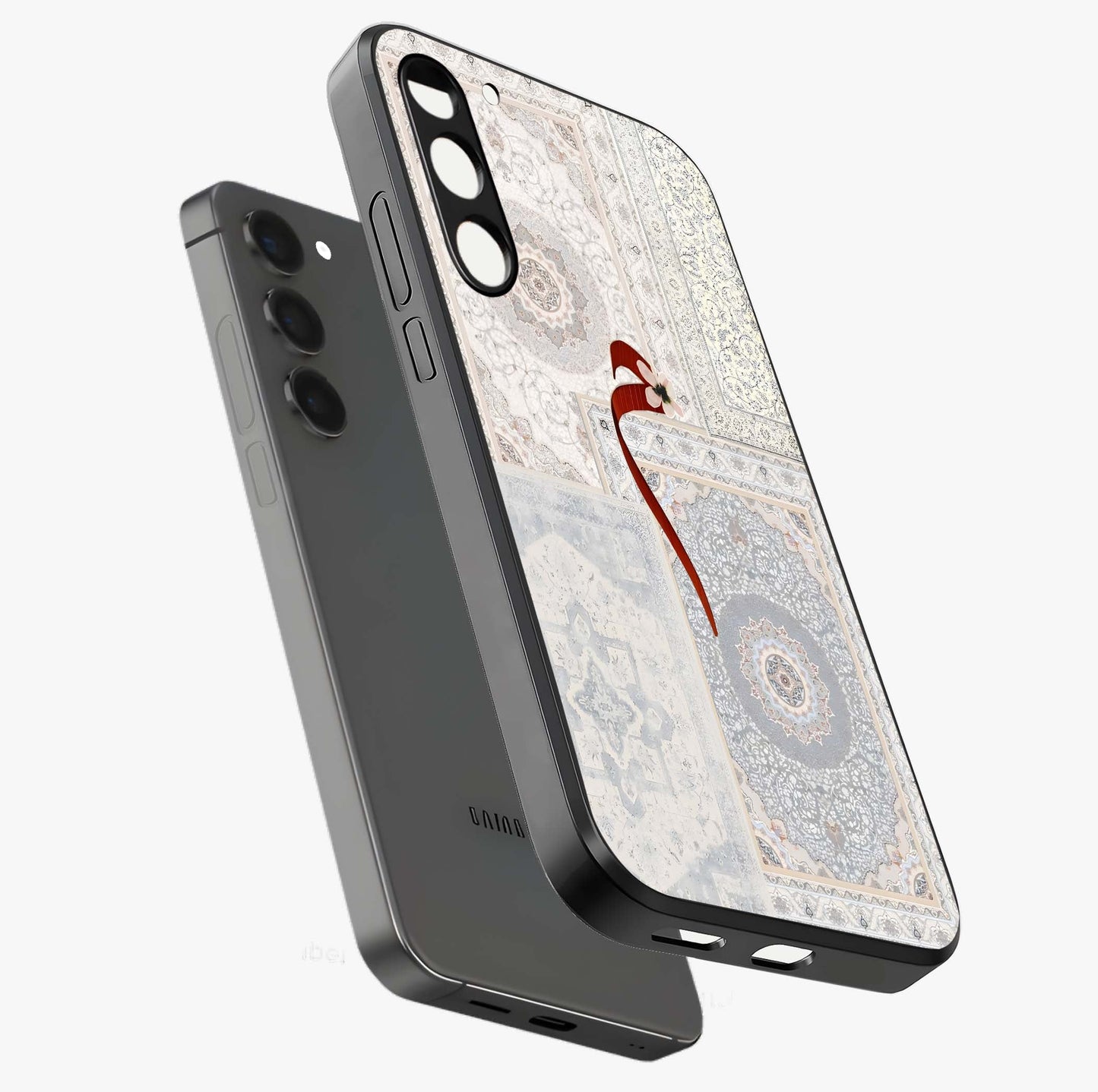 White Aesthetic Bow Glass Case displayed in angled mockup highlighting clean bow design with soft aesthetic style.