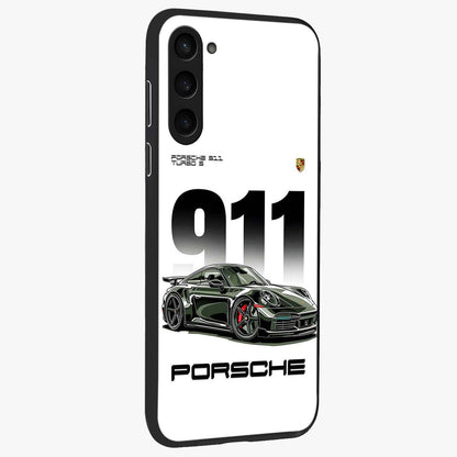 911 Turbo Dominance Glass Case upright perspective showcasing powerful racing design and modern automotive aesthetic.