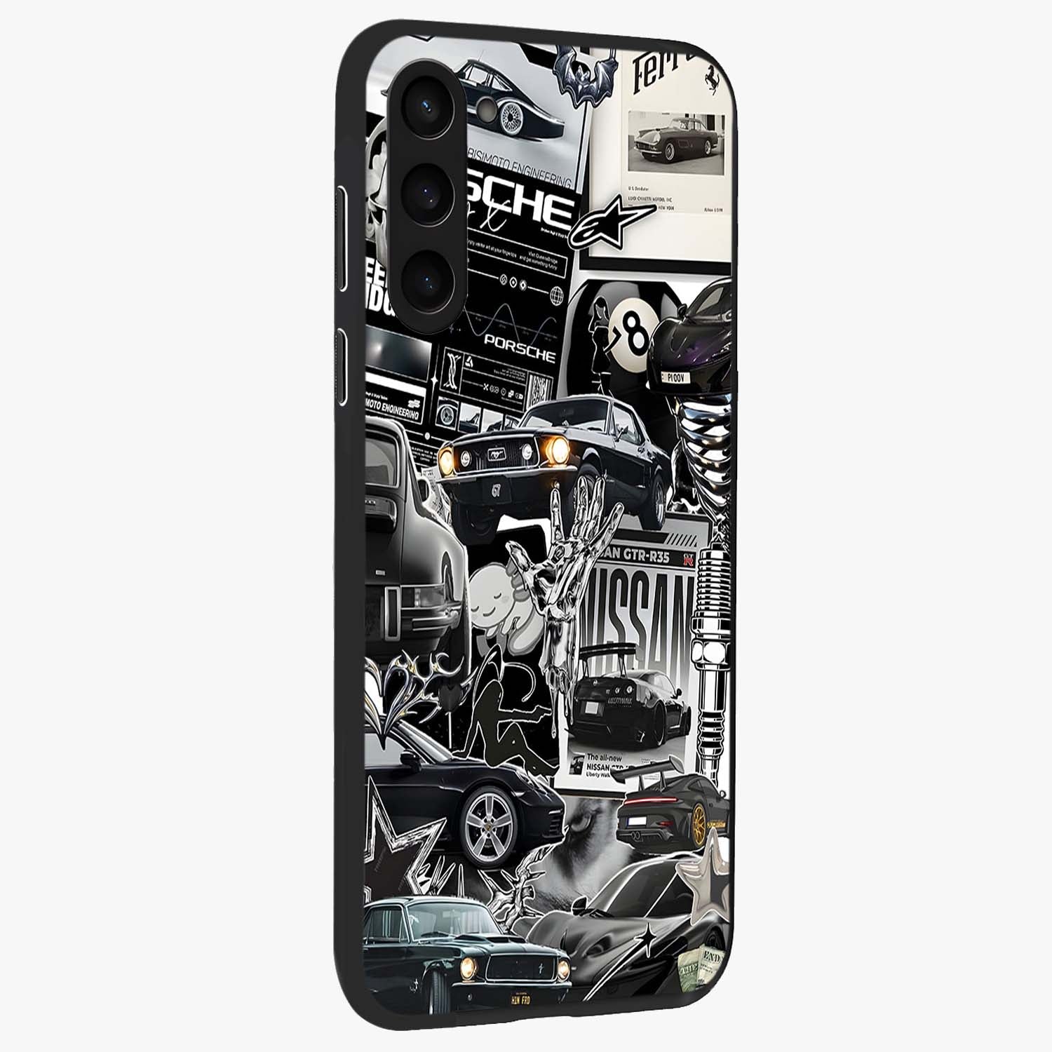 Aesthetic Dark Love Glass Case upright view showcasing dramatic romantic artwork with modern aesthetic style.