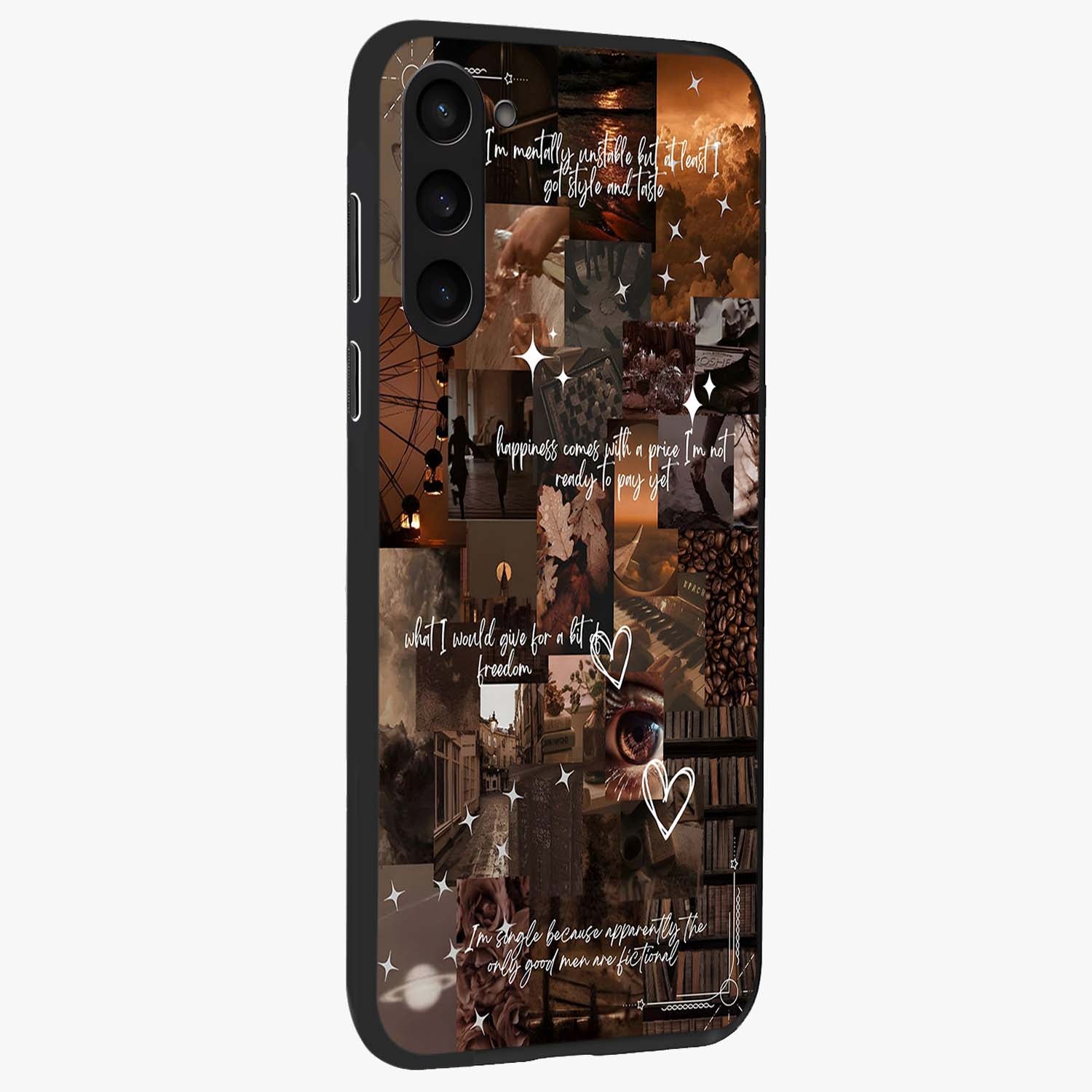 Bittersweet Aesthetic Chaos Glass Case upright view showcasing bold artistic chaos design with modern aesthetic style.