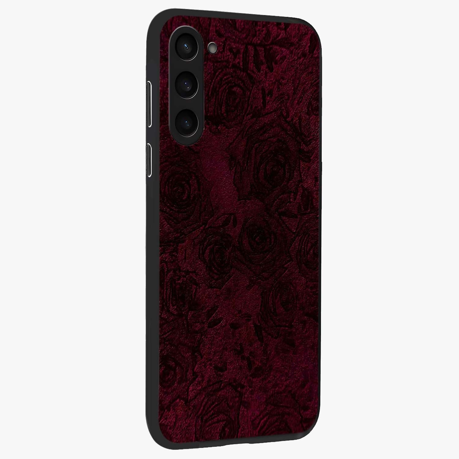 Crimson Fade Flow Glass Case upright view showcasing dynamic crimson flow artwork with stylish abstract theme.
