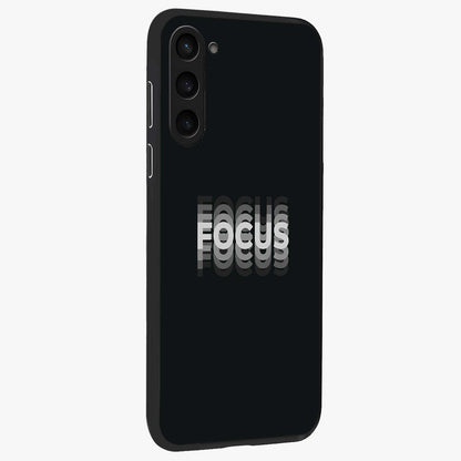 Focused Blade Discipline Glass Case upright view showcasing strong typography statement with sleek motivational theme.