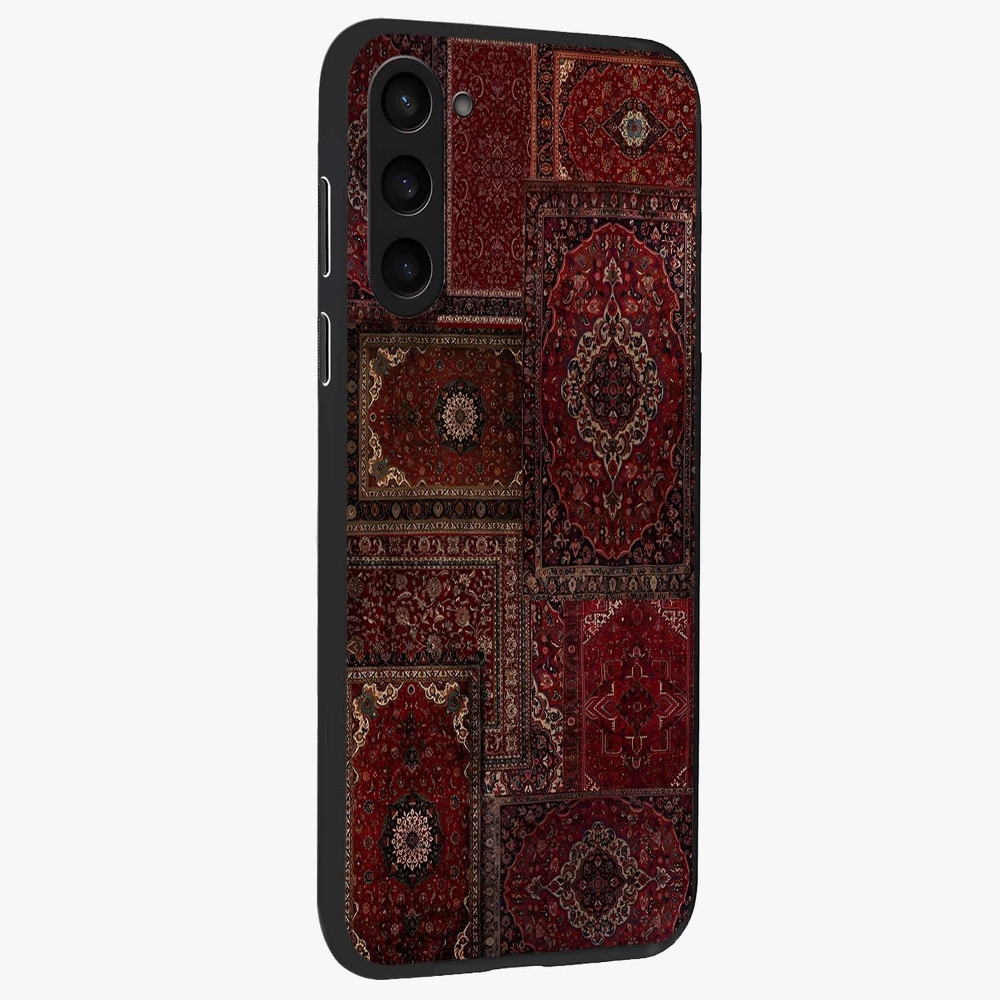 Persian Velvet Tale Glass Case upright view showcasing elegant Persian artwork with classic heritage theme.