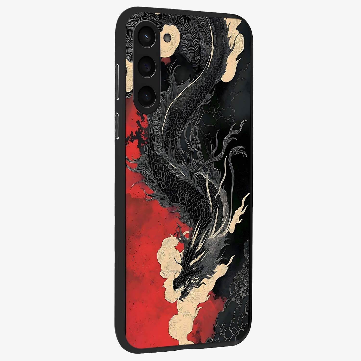 Shadow Dragon Fury Glass Case upright view showcasing intense dragon artwork with dramatic shadow theme.