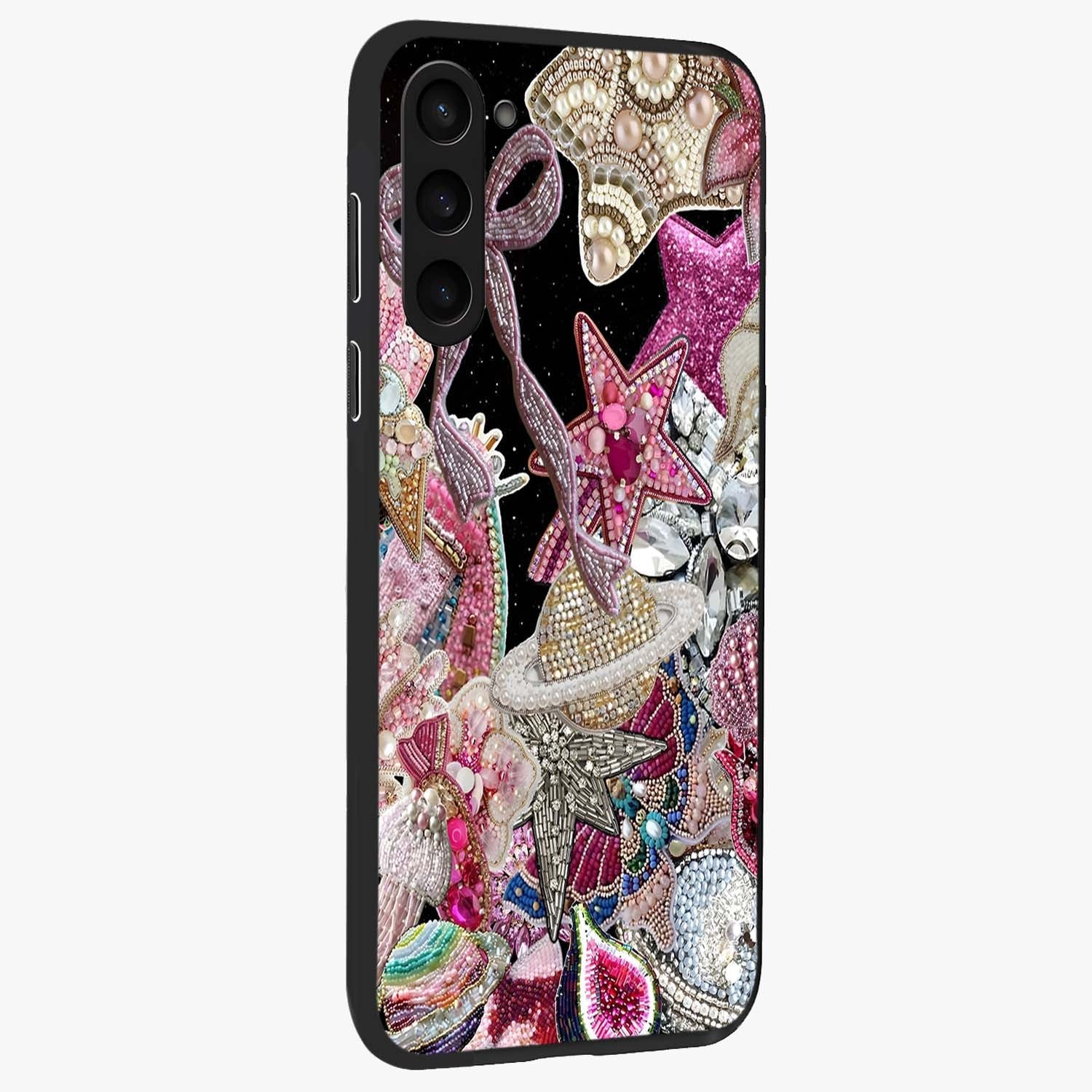 Starlit Jewel Dream Glass Case upright view showcasing radiant star inspired artwork with magical night theme.