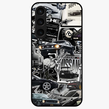Aesthetic Dark Love Glass Case showing flat back view with dark romantic artwork and glossy glass finish.