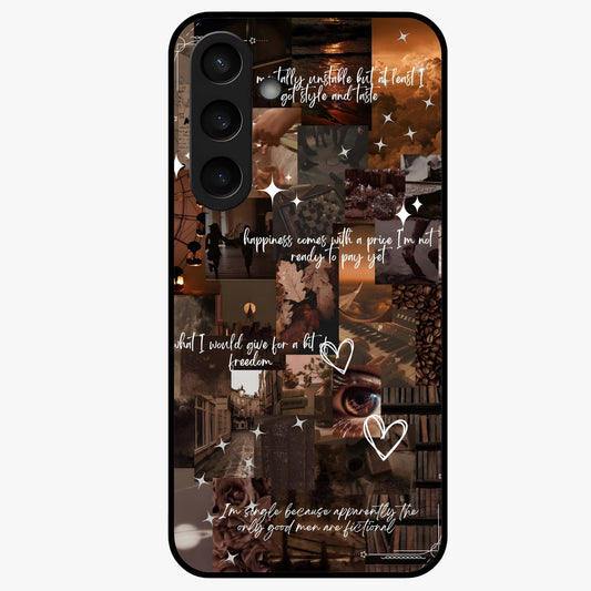 Bittersweet Aesthetic Chaos Glass Case showing flat back view with artistic chaotic aesthetic design and glossy glass finish.