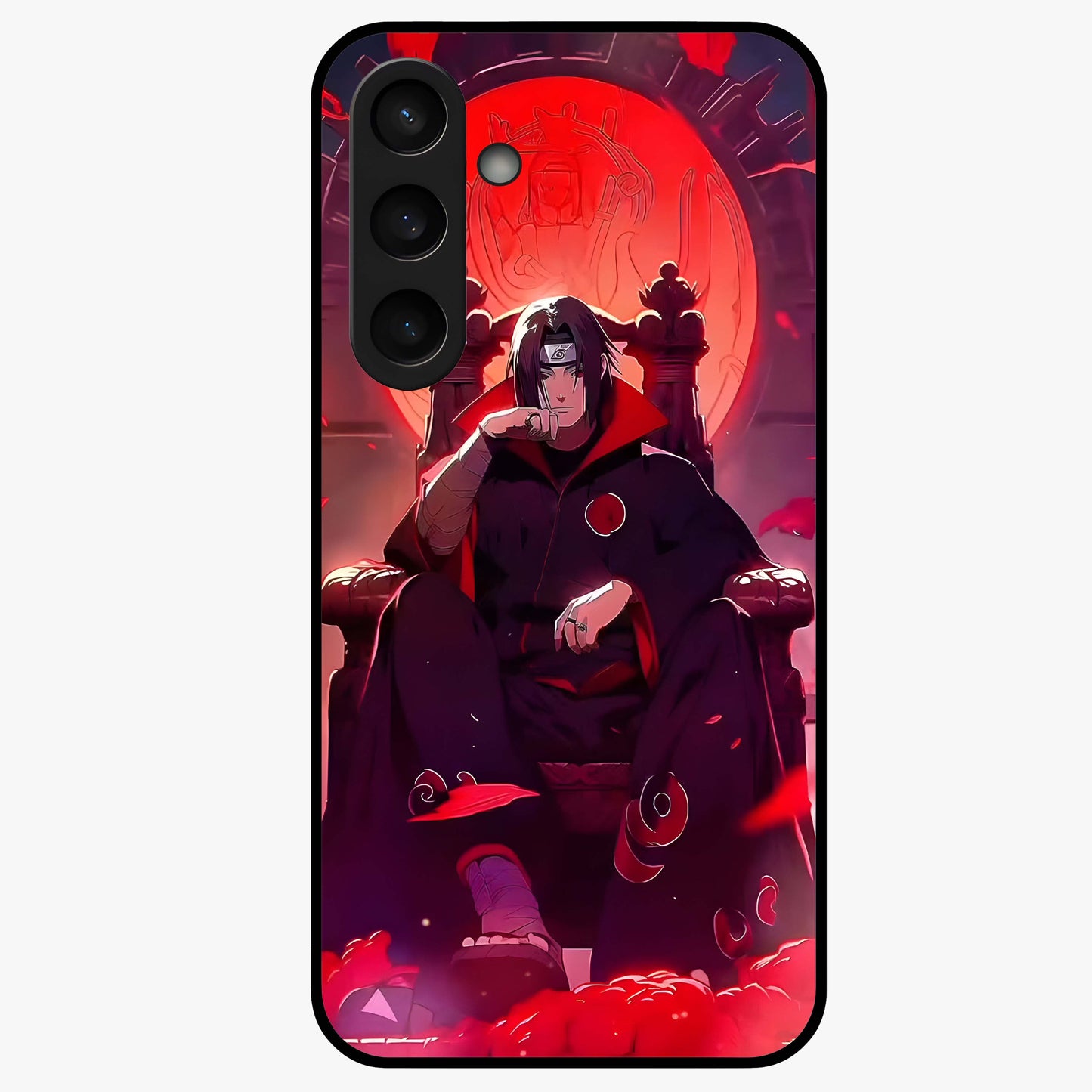 Blood Moon Sovereign Glass Case showing flat back view with mystical blood moon artwork and glossy glass finish.