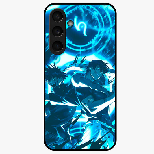 Cursed Energy Clash Glass Case showing flat back view with intense cursed energy artwork and glossy glass finish.